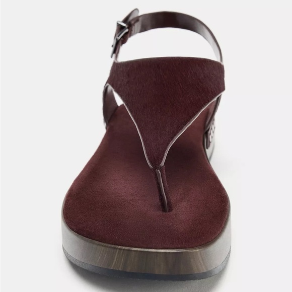 NEW Zara Studded Leather Sandals in Burgundy Red - US 10 - Picture 5 of 6